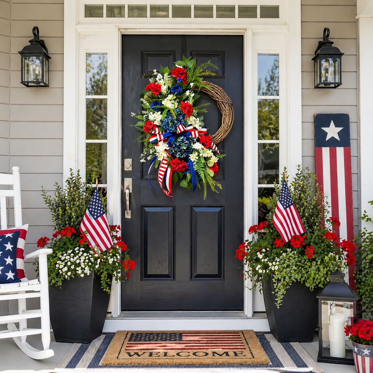 Lighted Patriotic American Wreath