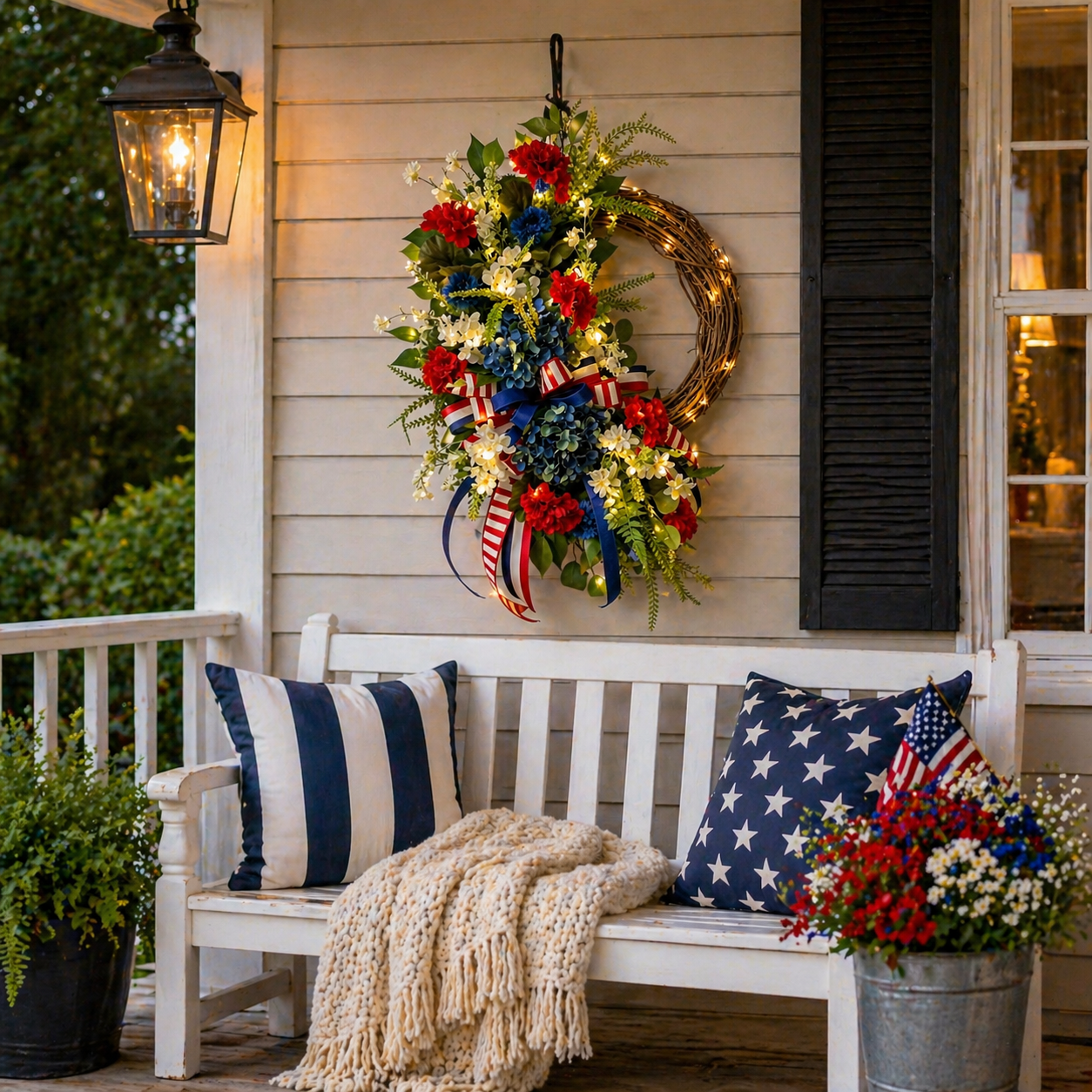 Lighted Patriotic American Wreath