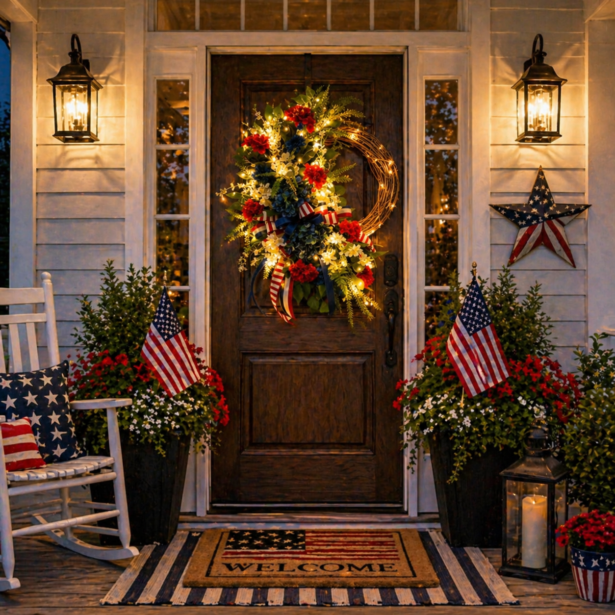 Lighted Patriotic American Wreath