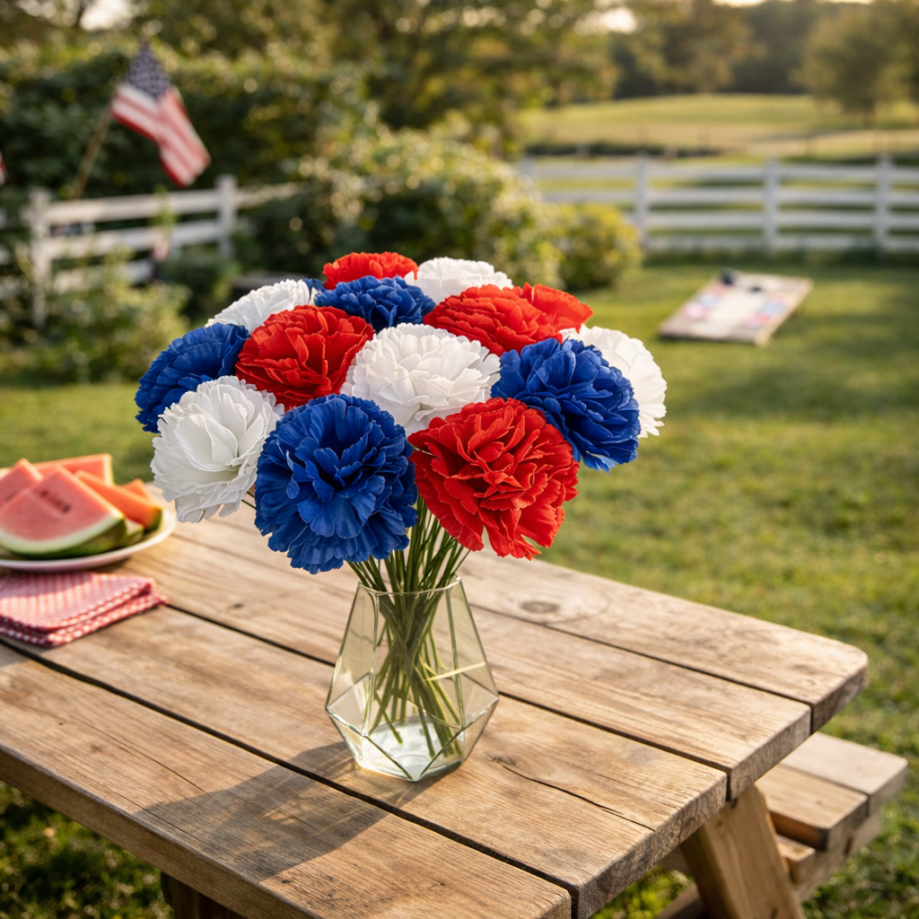 Patriotic Theme Artificial Carnation Bouquet 
