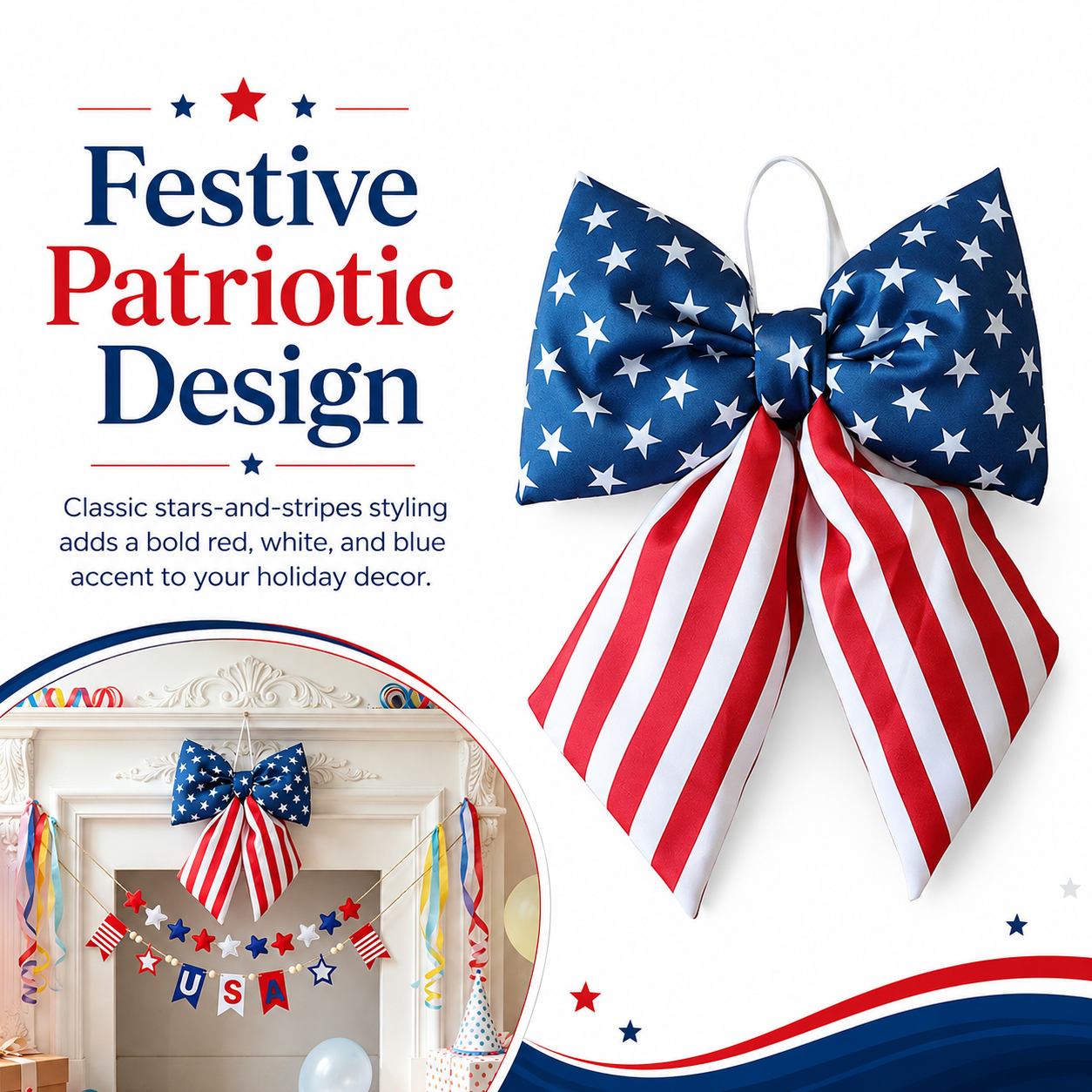 American Independence Day Swallowtail Bow Decorative