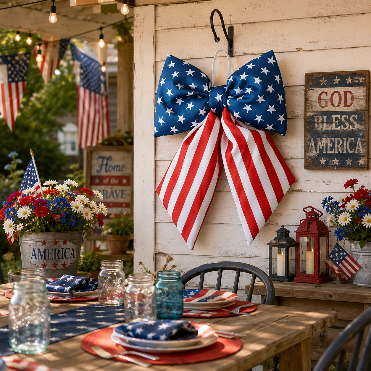 American Independence Day Swallowtail Bow Decorative