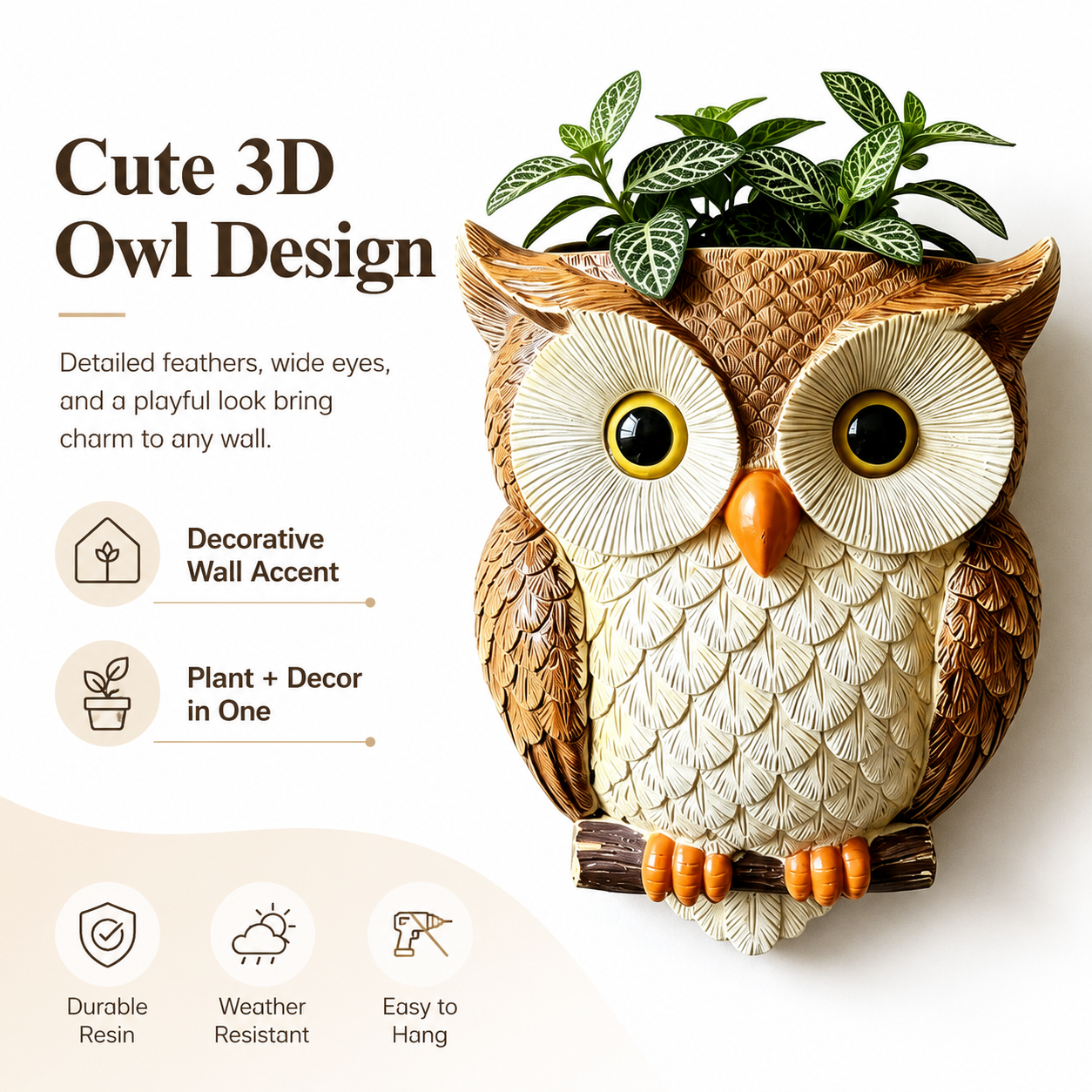 Owl Wall-Mounted Planter