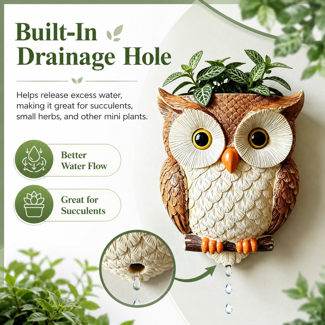 Owl Wall-Mounted Planter