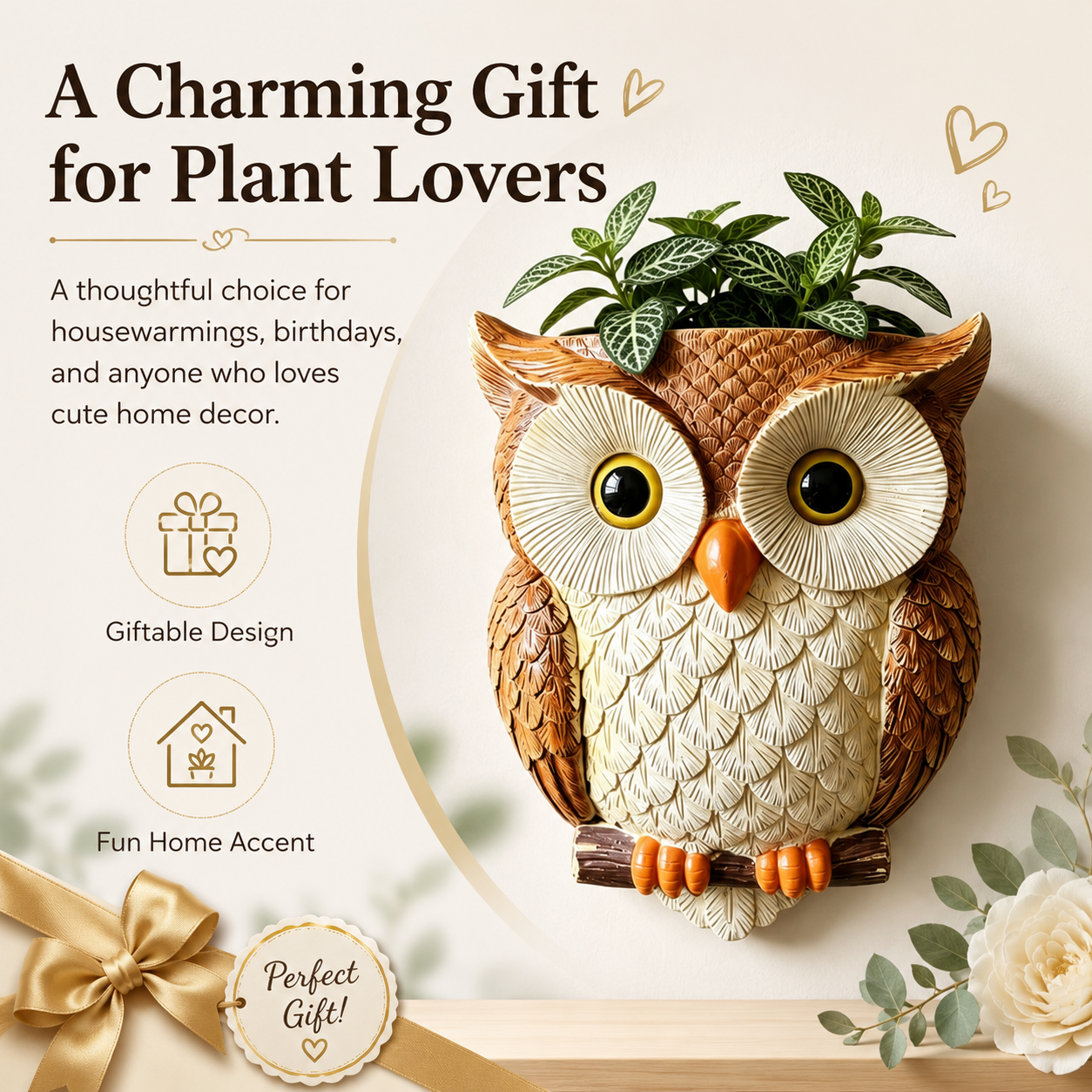 Owl Wall-Mounted Planter
