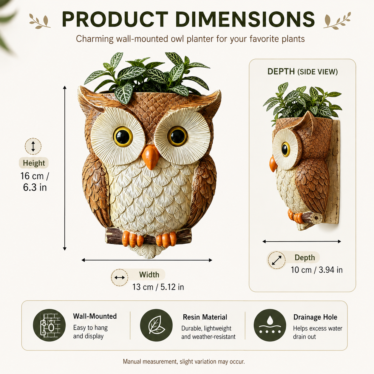 Owl Wall-Mounted Planter