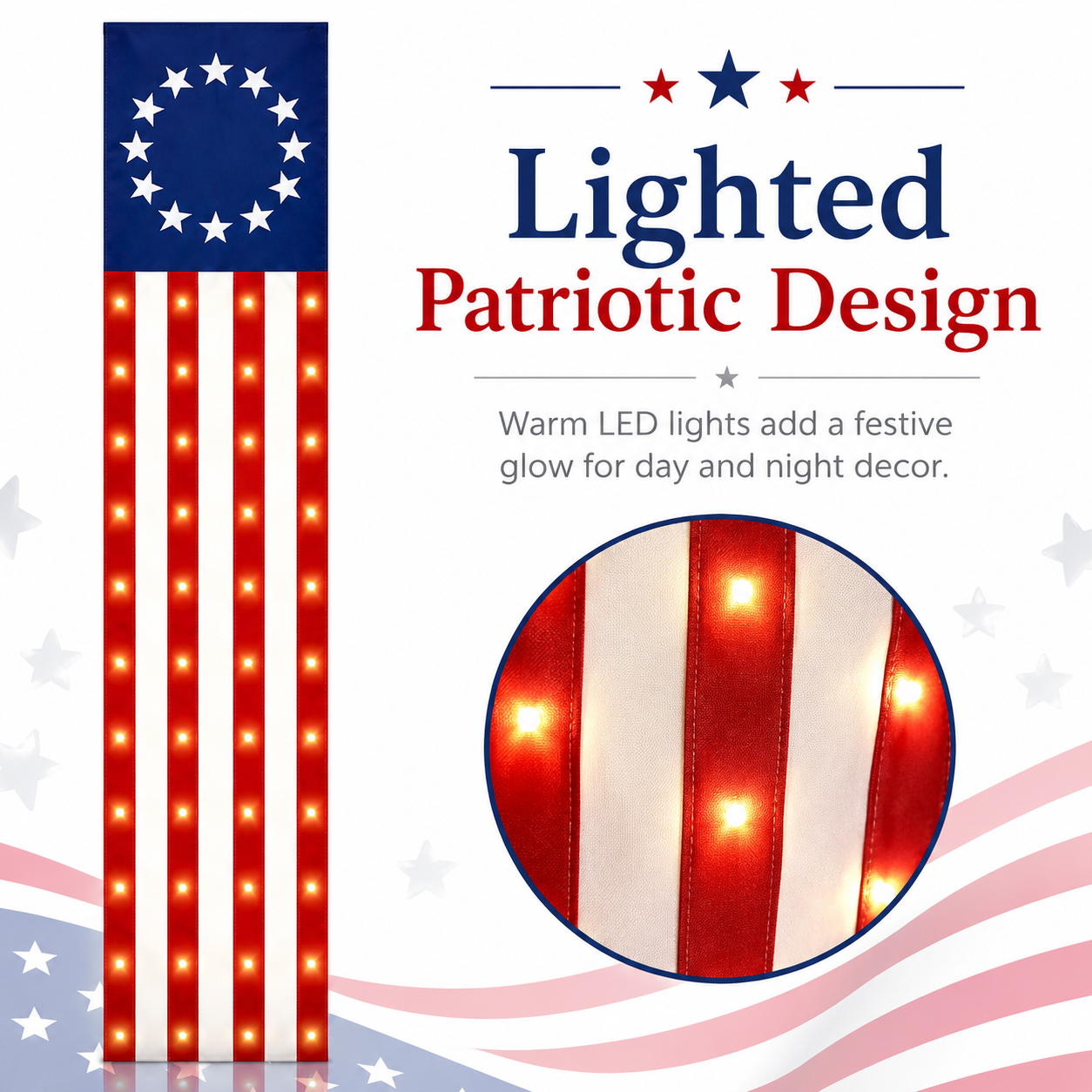 2 PCS American Patriotic Lighted Hanging Banner