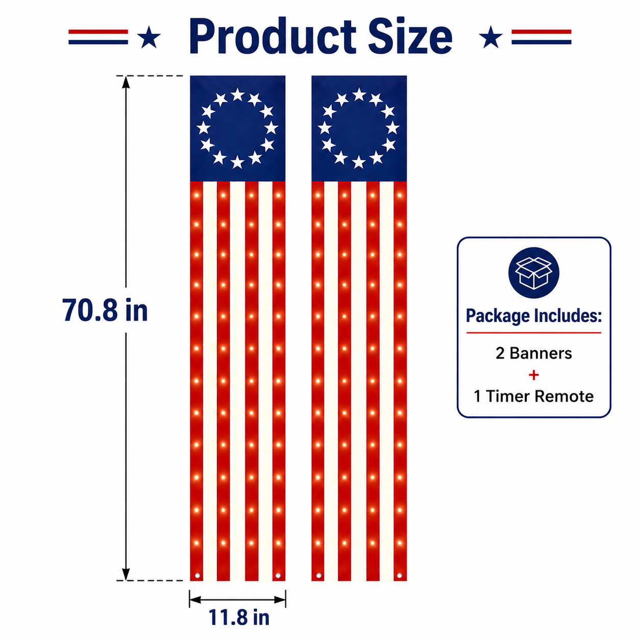 2 PCS American Patriotic Lighted Hanging Banner