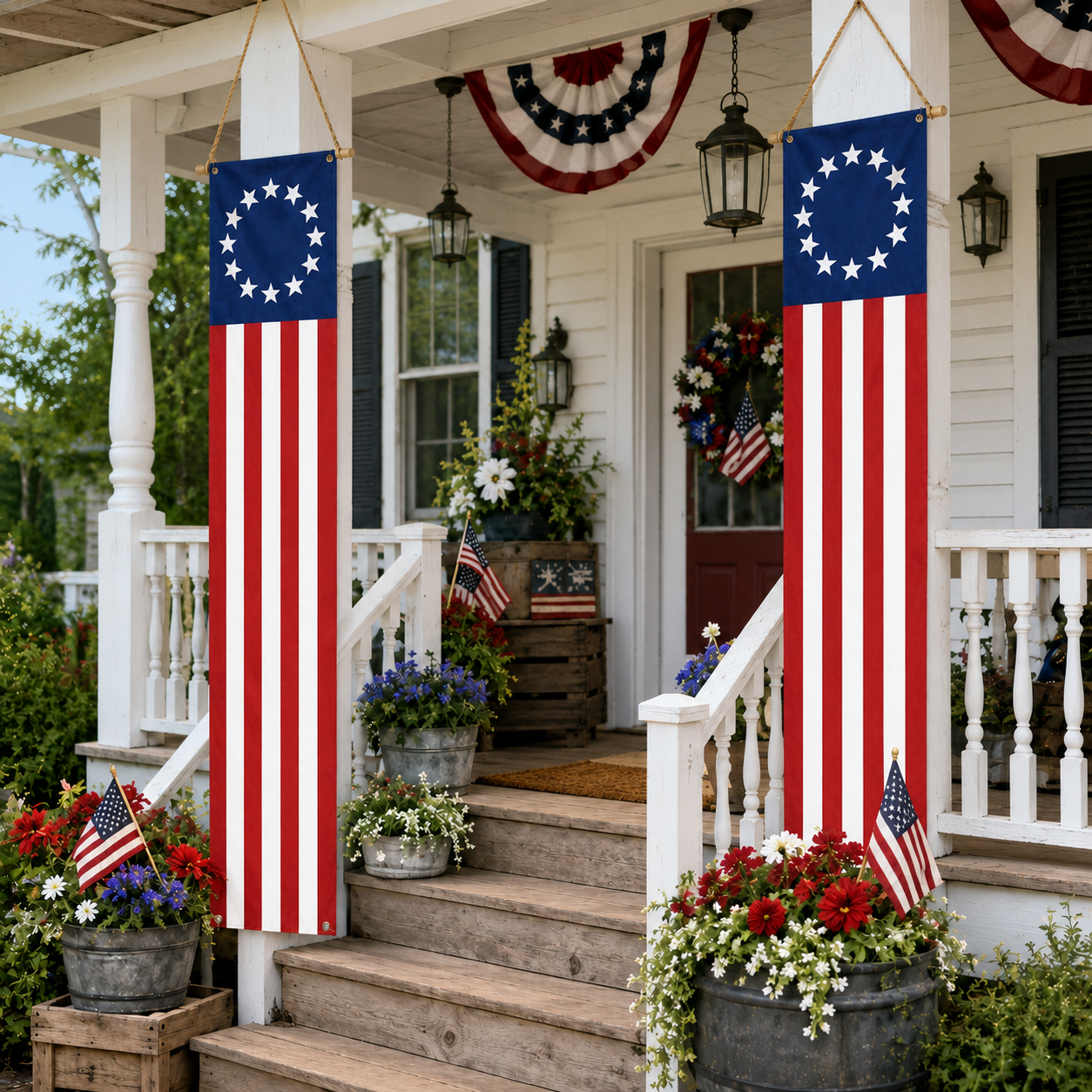 2 PCS American Patriotic Lighted Hanging Banner