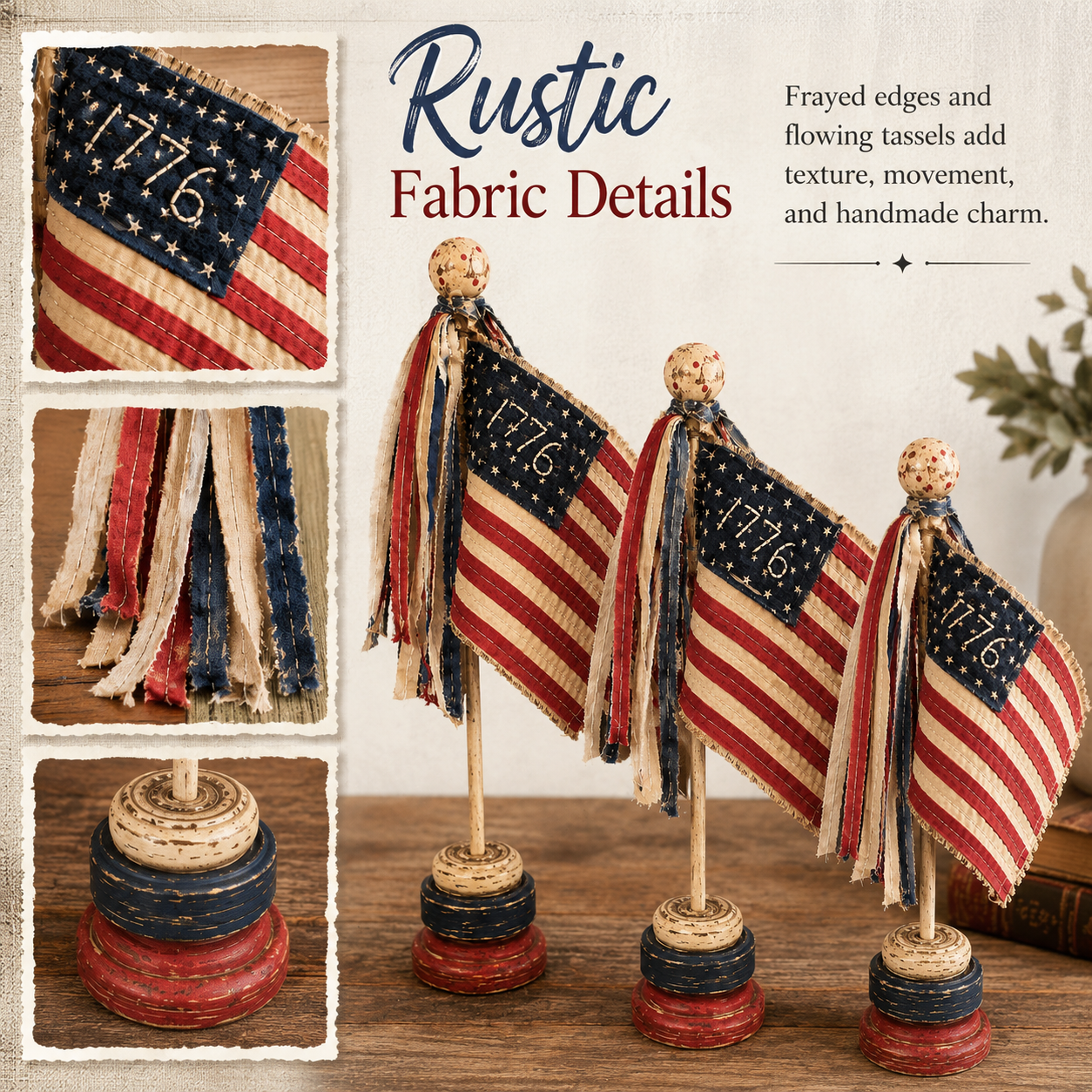 3 PCS Vintage Patriotic Mini Flag Table Decor Set – Sunnynestliving