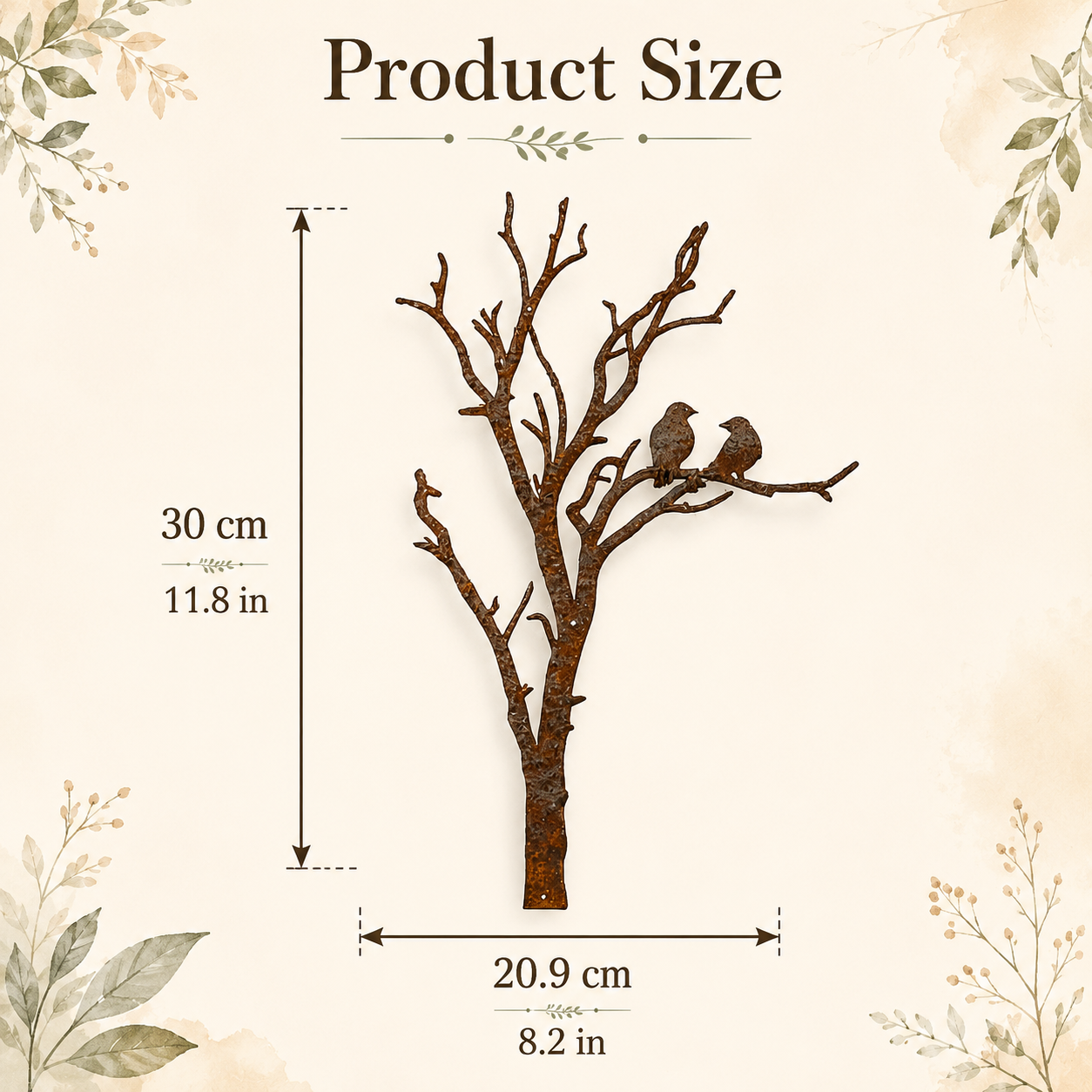 Rustic Metal Tree Branch Wall Decor with Birds