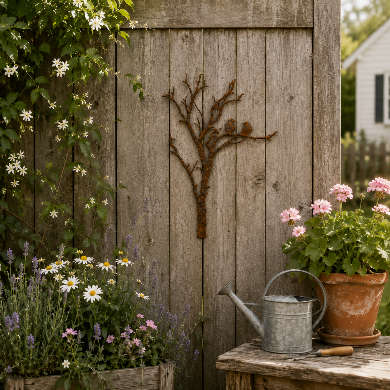Rustic Metal Tree Branch Wall Decor with Birds