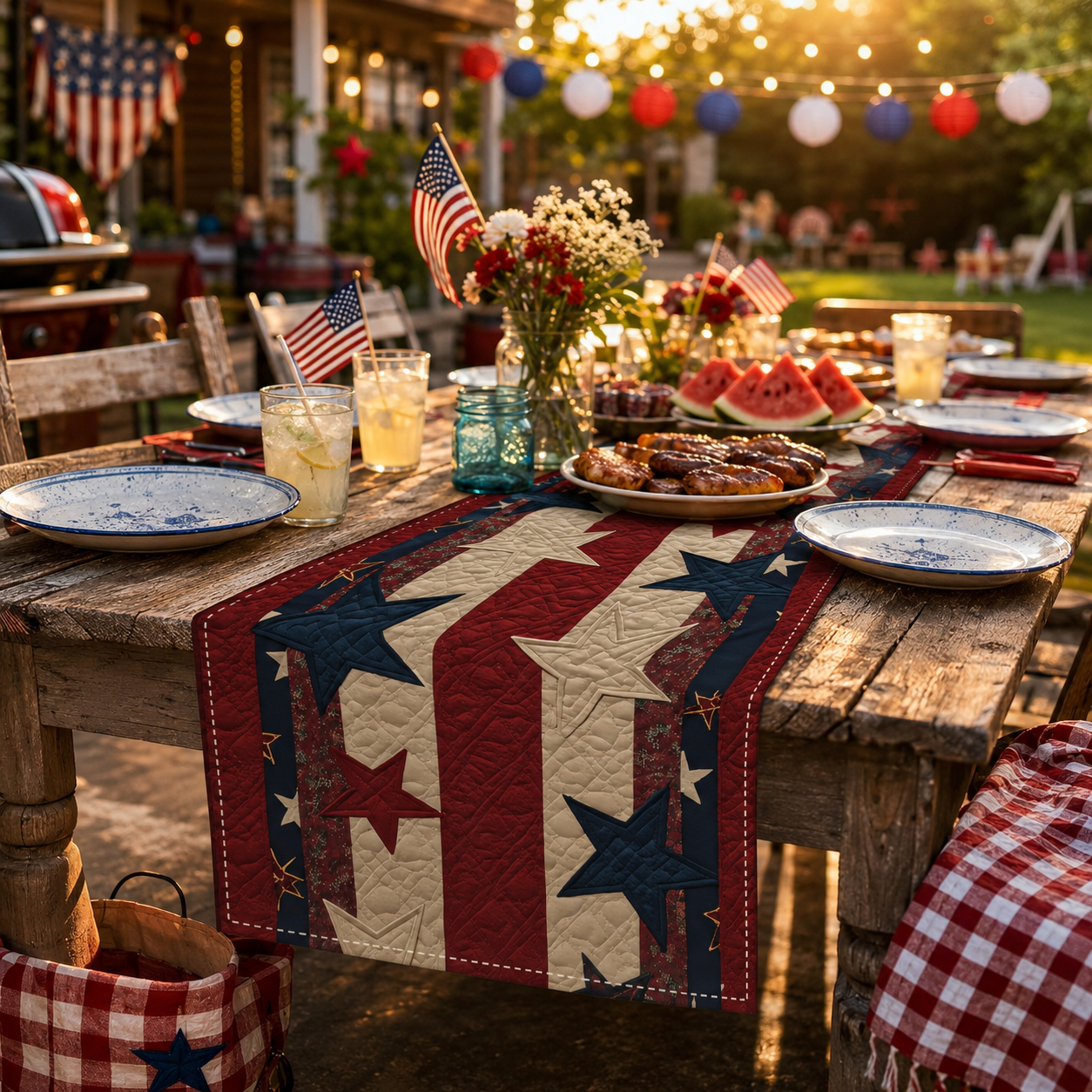 American Patriotic-Style Table Runner