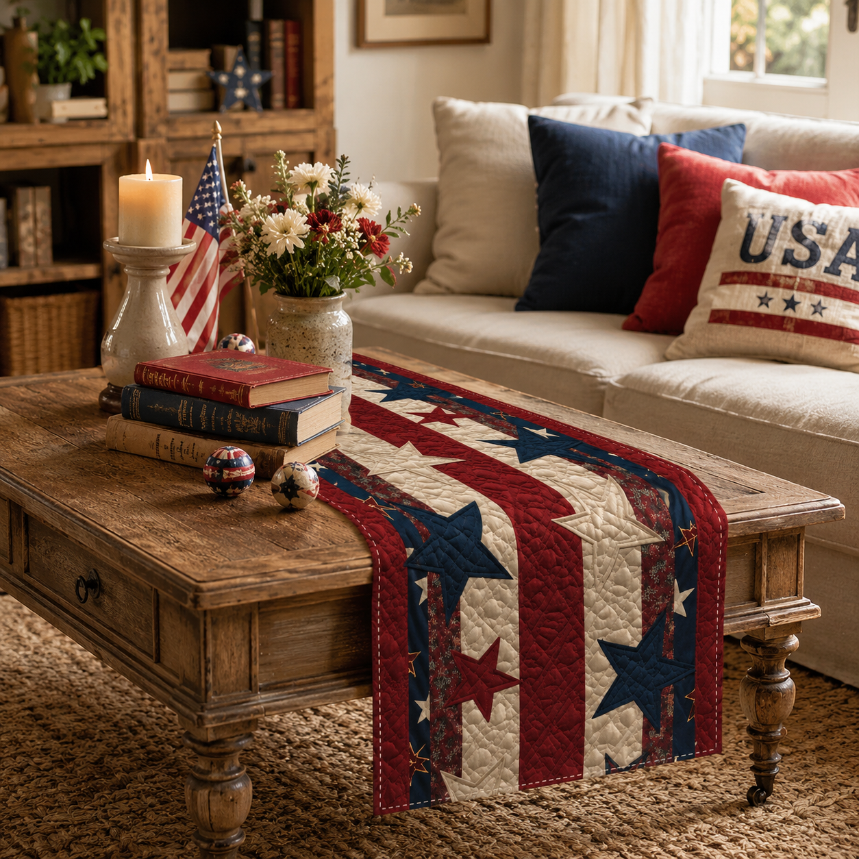 American Patriotic-Style Table Runner