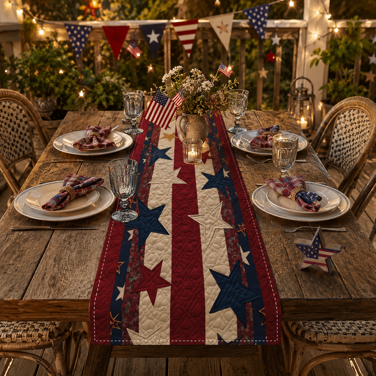 American Patriotic-Style Table Runner
