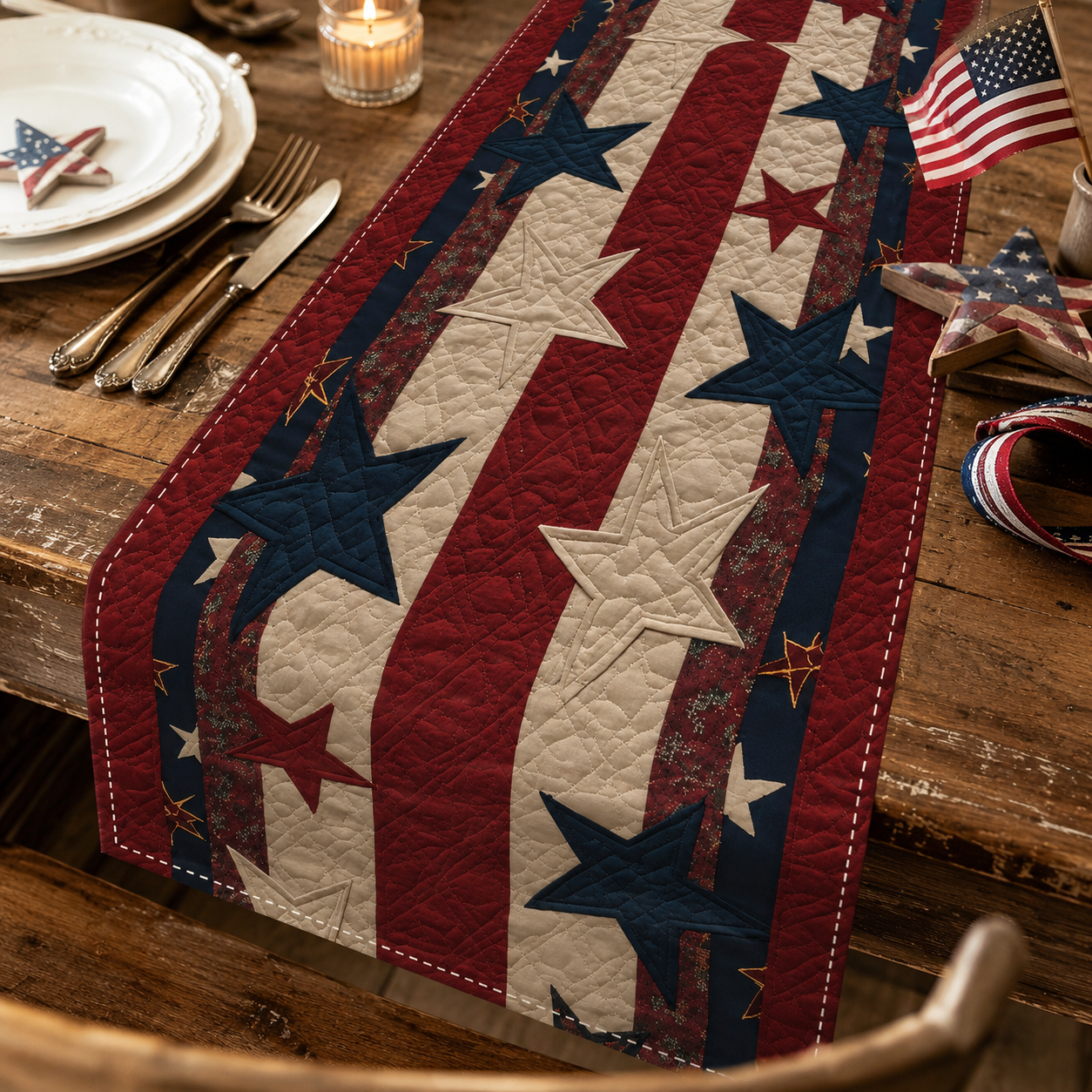 American Patriotic-Style Table Runner