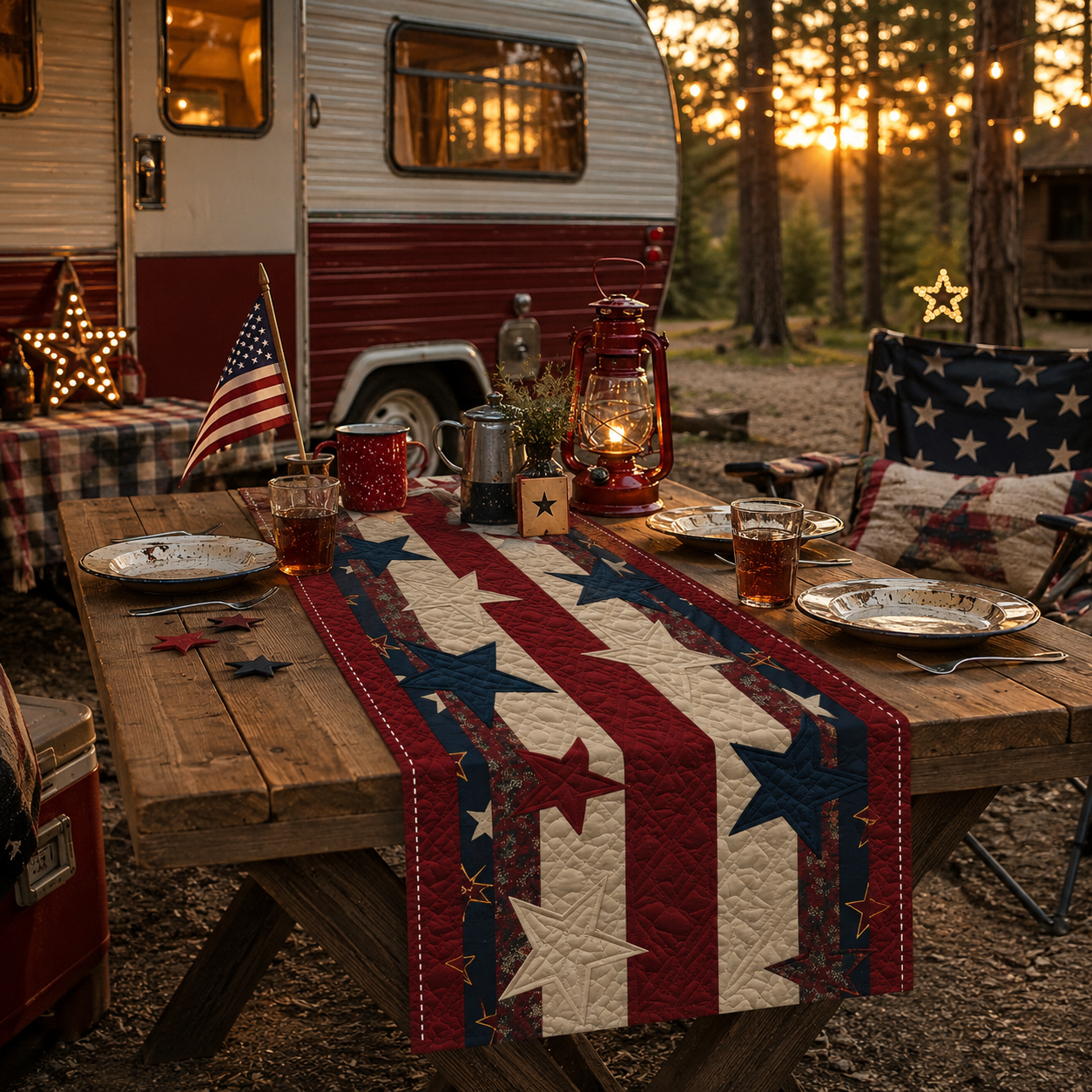 American Patriotic-Style Table Runner