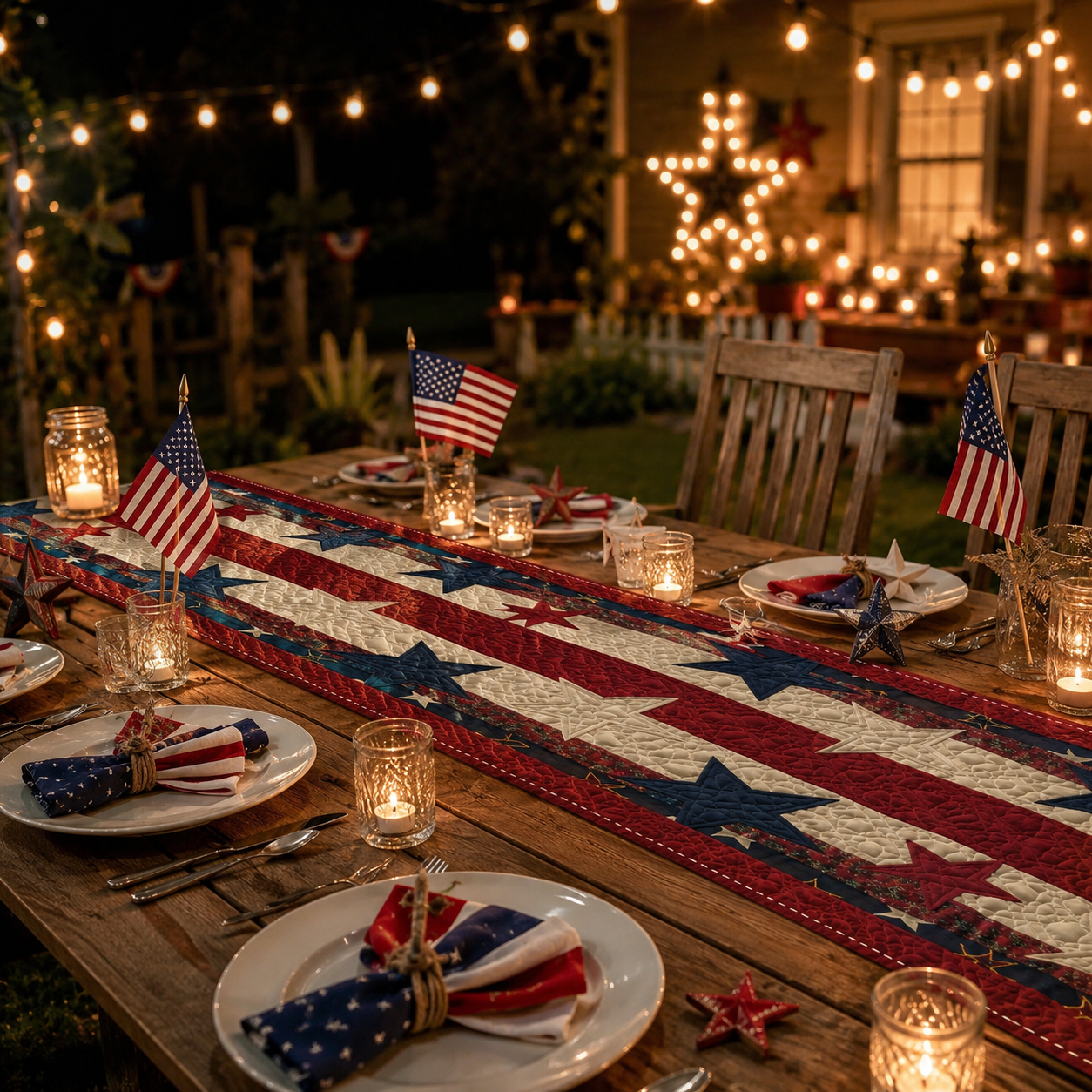 American Patriotic-Style Table Runner