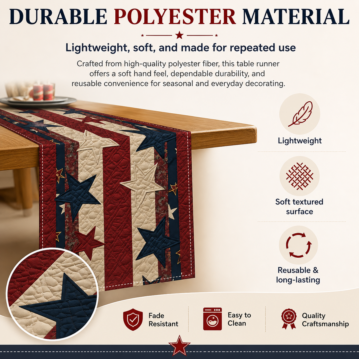 American Patriotic-Style Table Runner