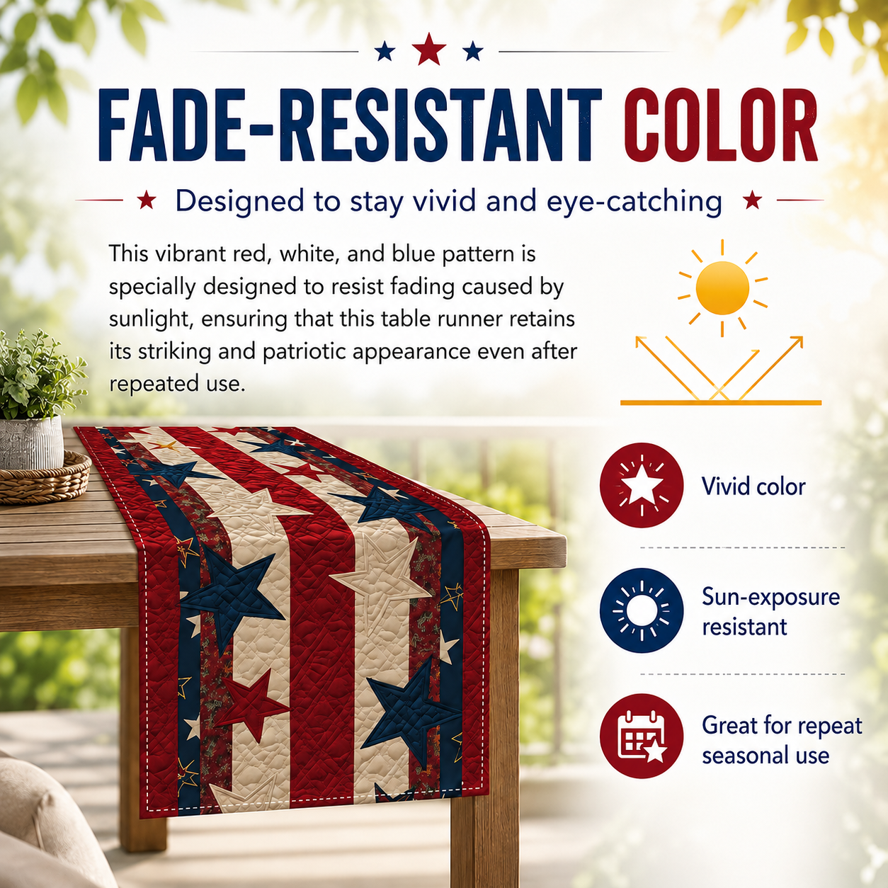 American Patriotic-Style Table Runner