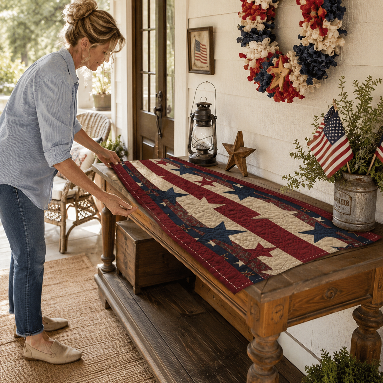 American Patriotic-Style Table Runner