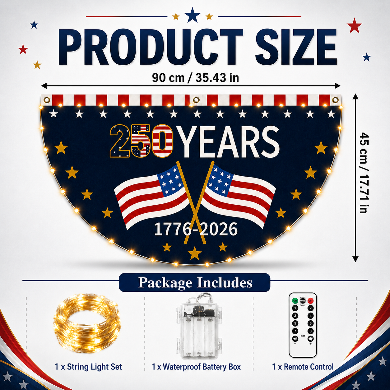 3 × 1.5 ft  250th Founding Anniversary Decorative Fan Flag