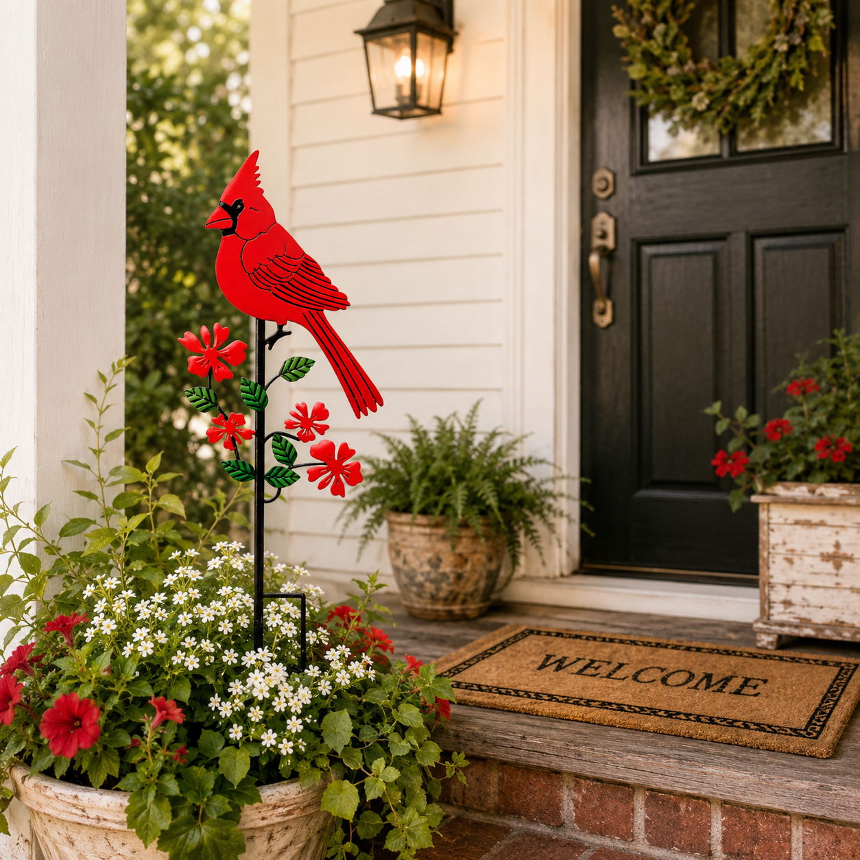 Red Bird Metal Garden Stake Decoration