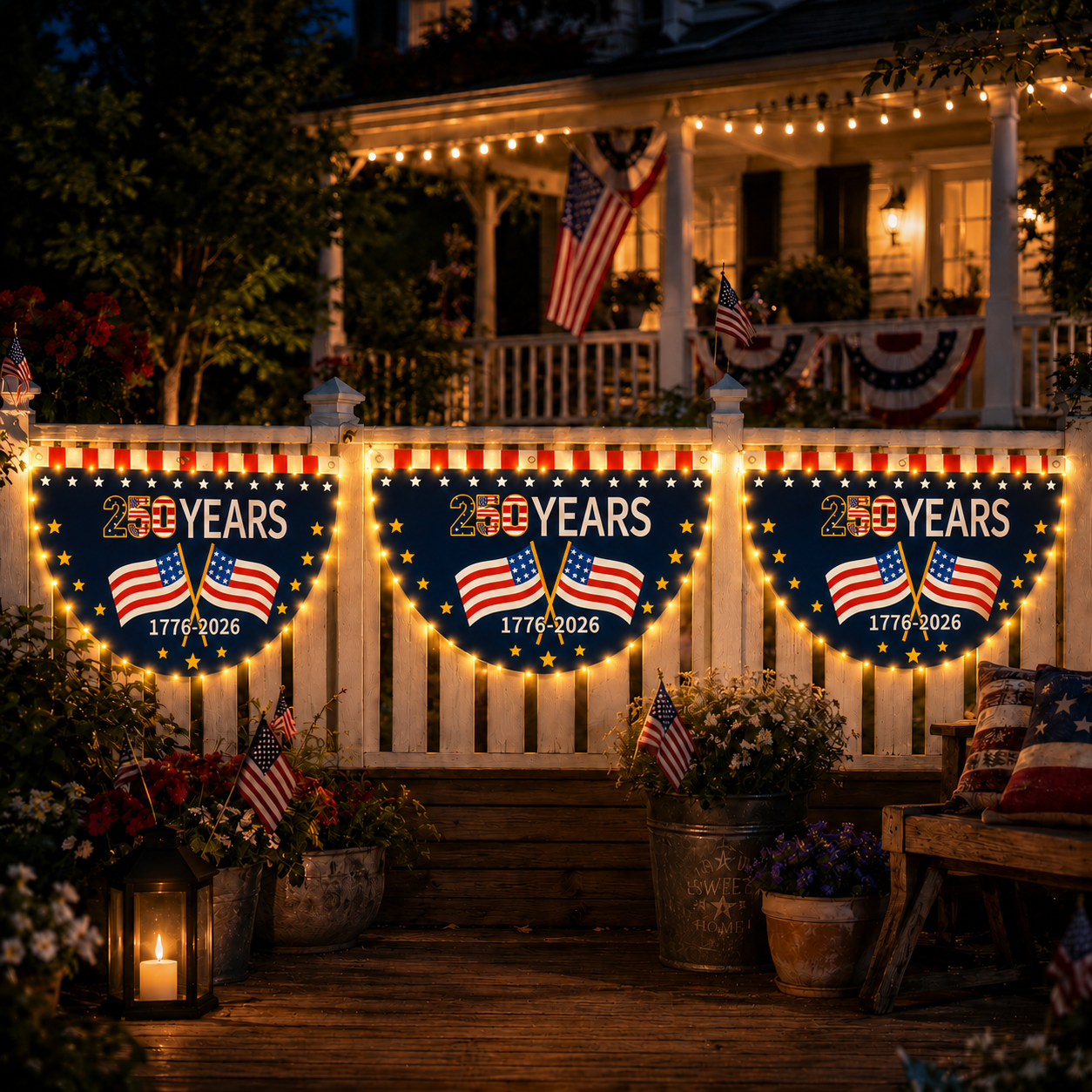 3 × 1.5 ft  250th Founding Anniversary Decorative Fan Flag