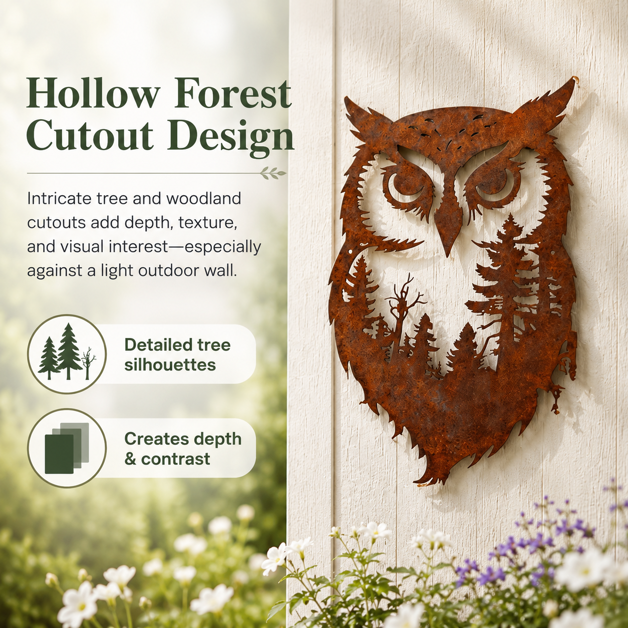 Rustic Owl Metal Wall Art Outdoor Decor