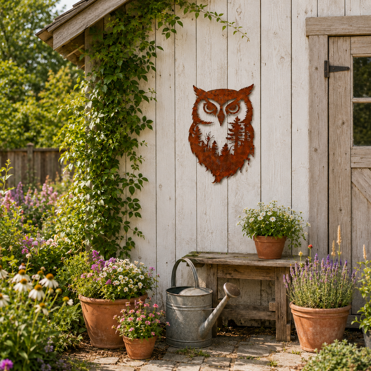 Rustic Owl Metal Wall Art Outdoor Decor