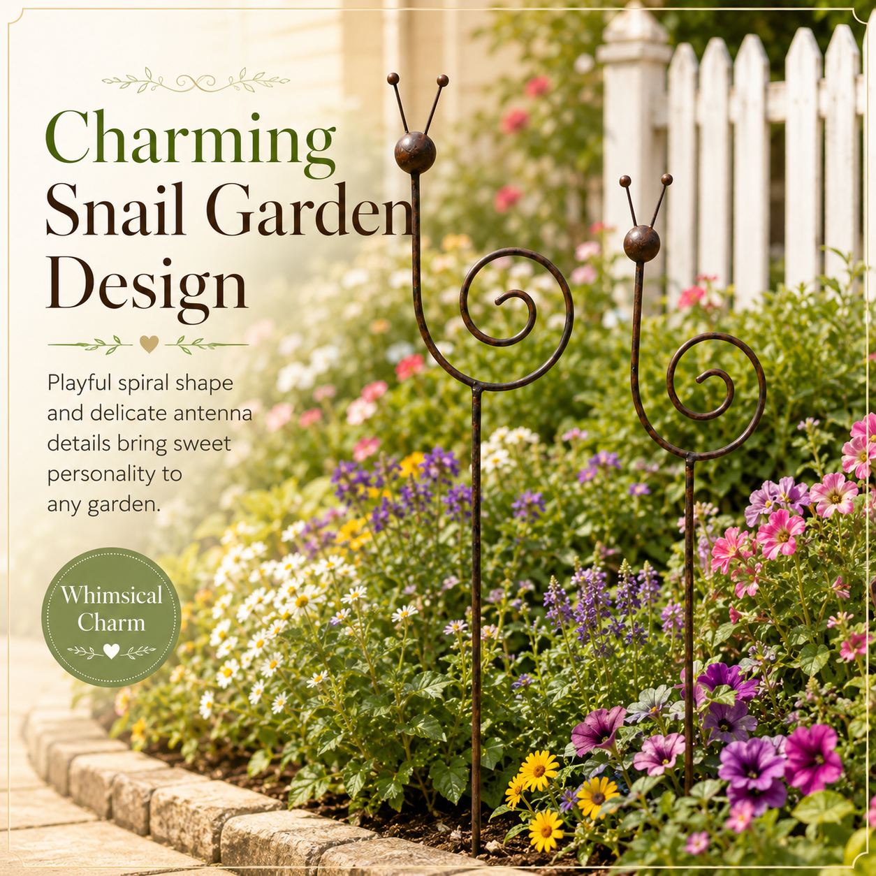 Rustic Metal Snail Garden Stake