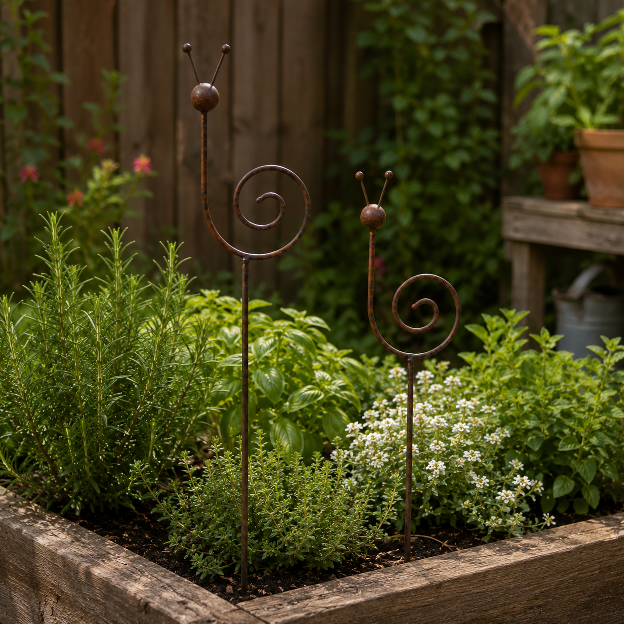 Rustic Metal Snail Garden Stake