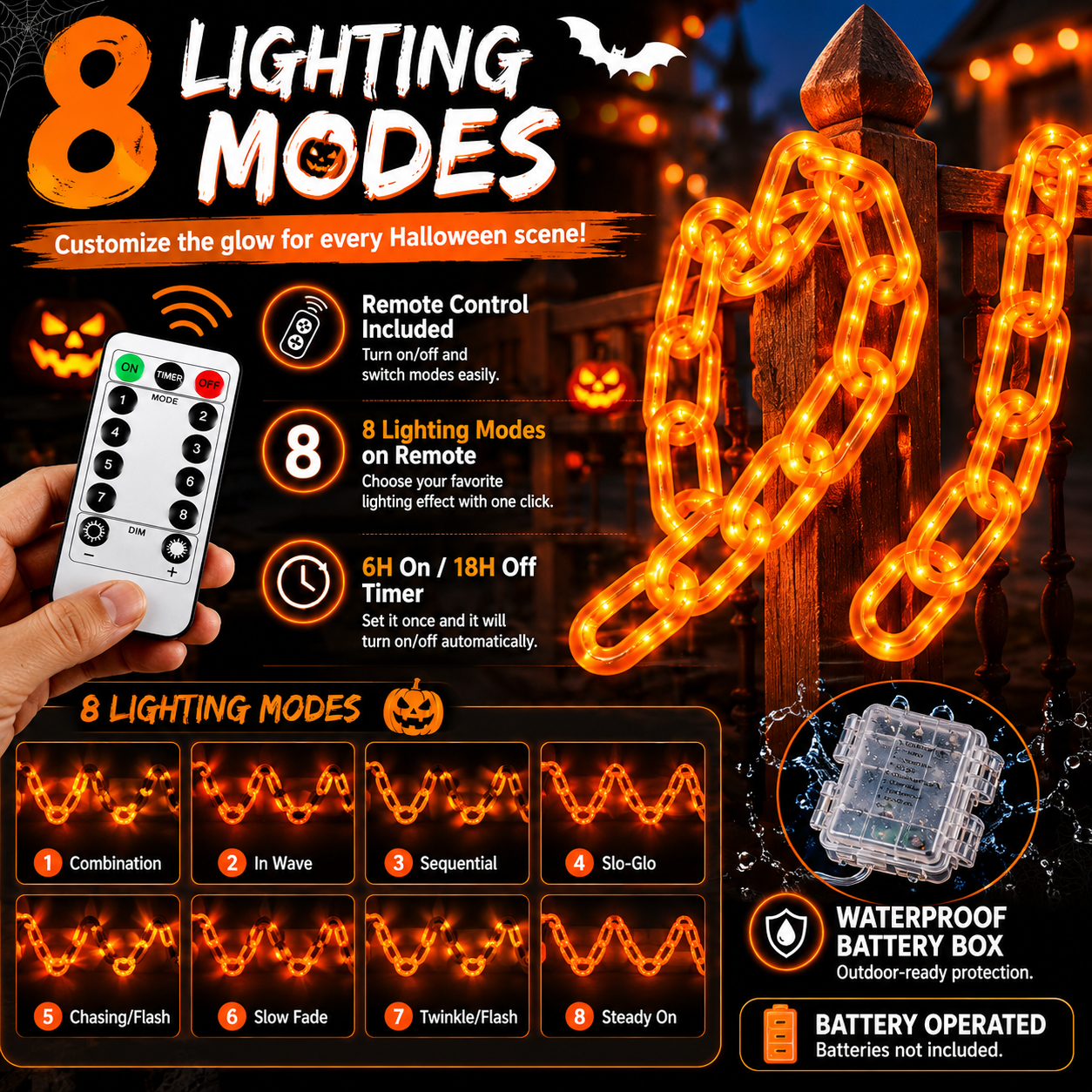 Light-Up Halloween Chain Garland 
