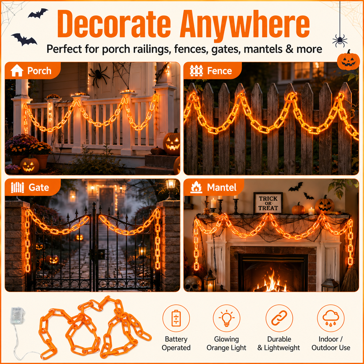 Light-Up Halloween Chain Garland 