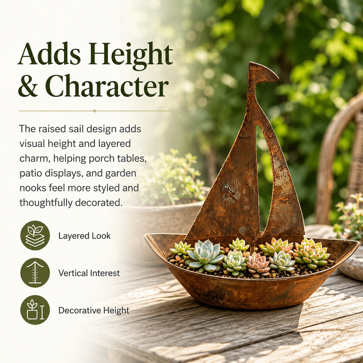 Rustic Metal Sailboat Planter