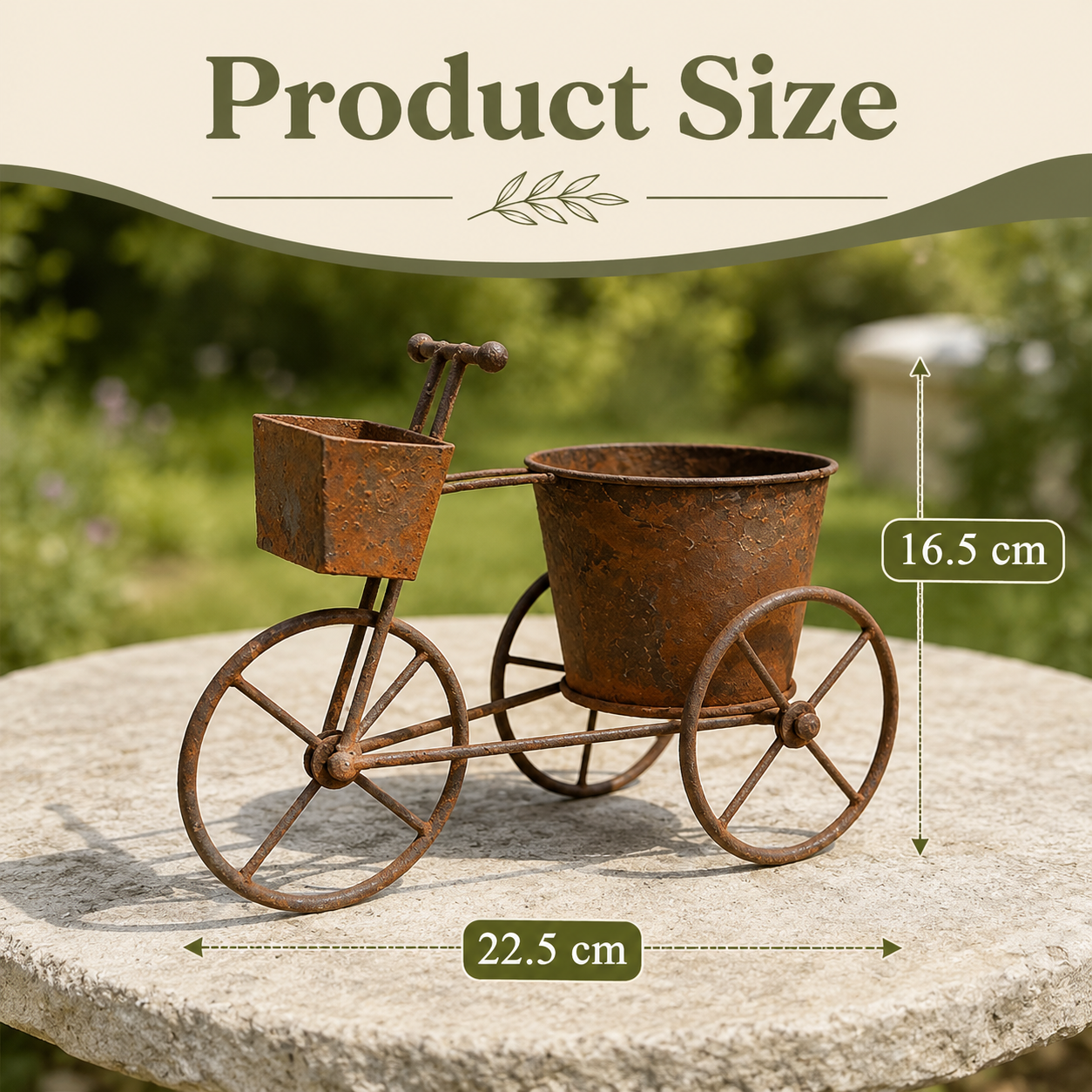 Vintage-style Wrought Iron Tricycle Planter