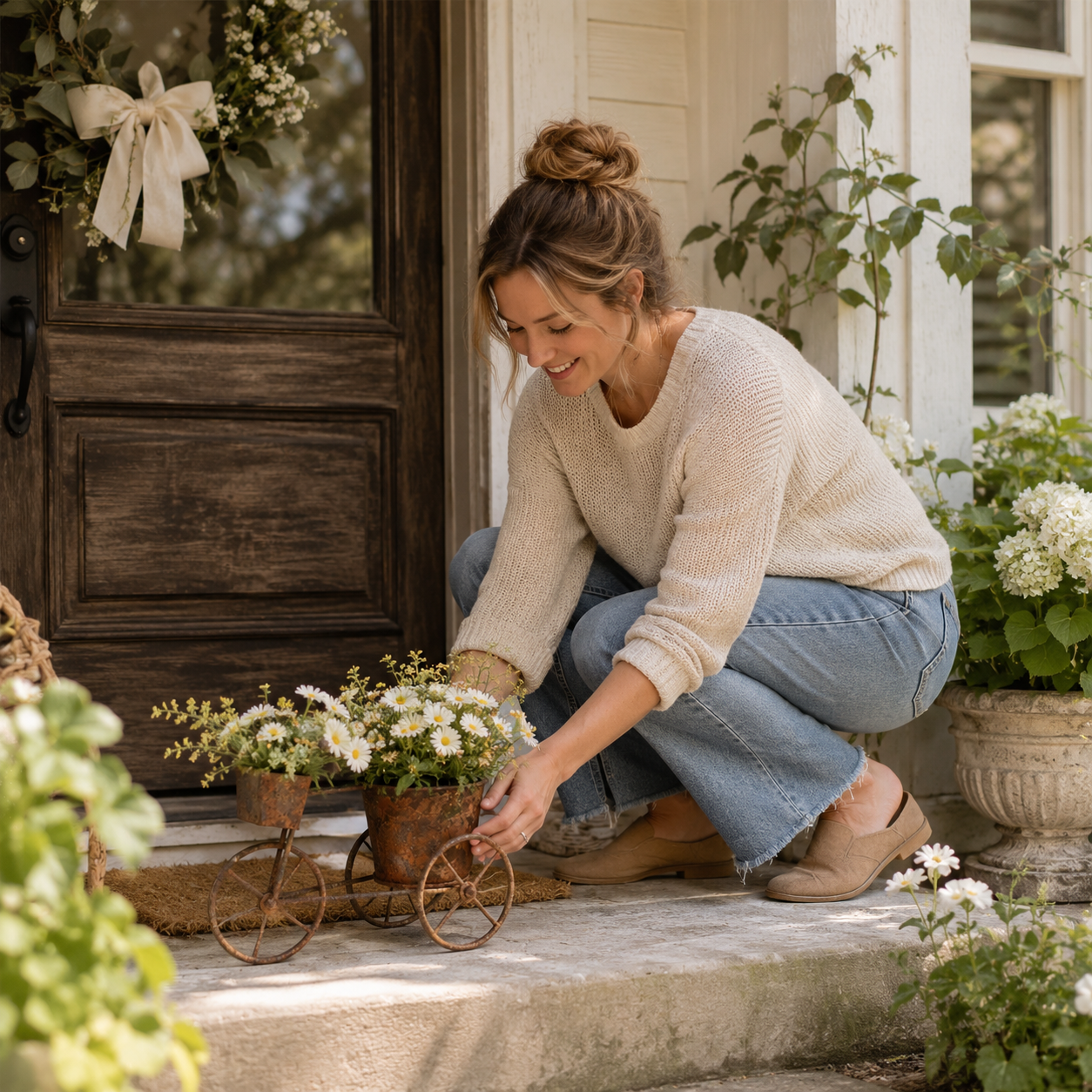 Vintage-style Wrought Iron Tricycle Planter