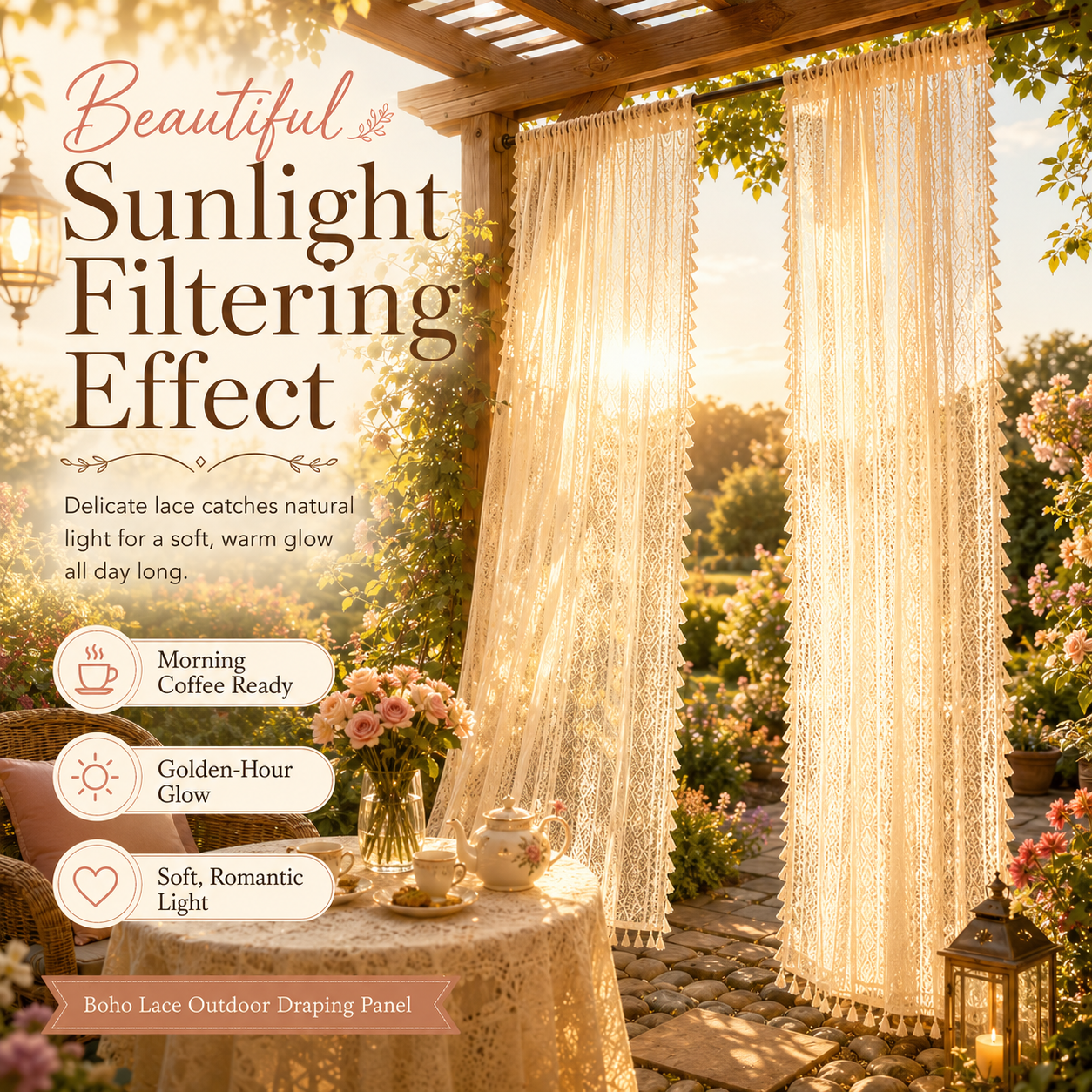 Boho Lace Outdoor Draping Panel