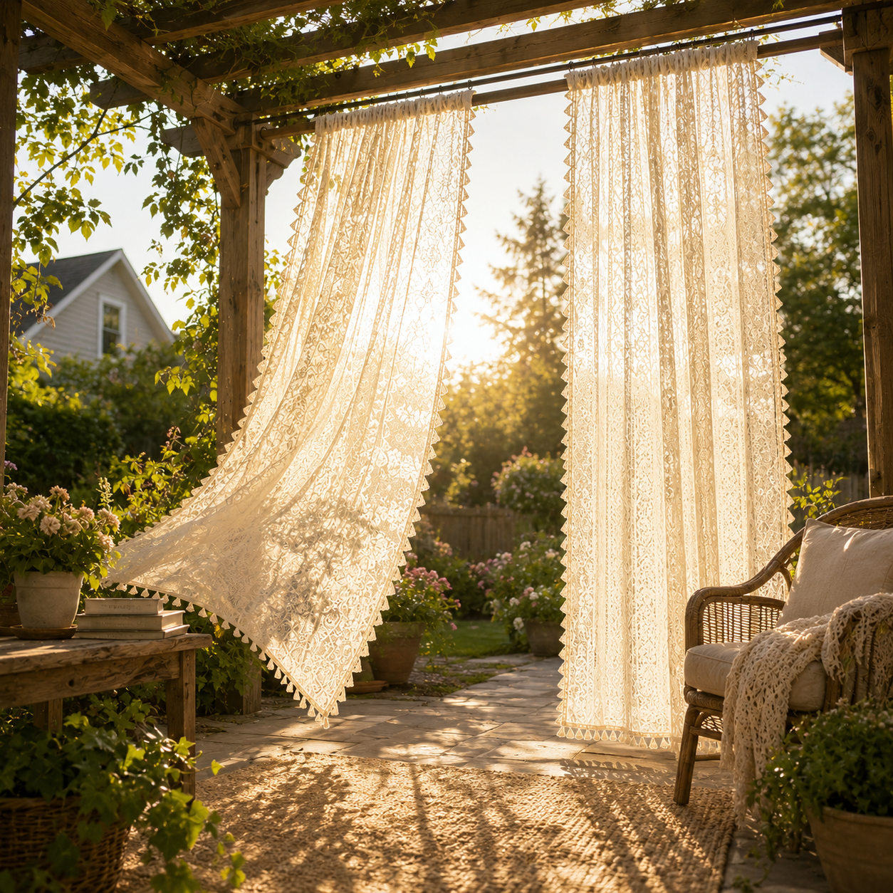 Boho Lace Outdoor Draping Panel