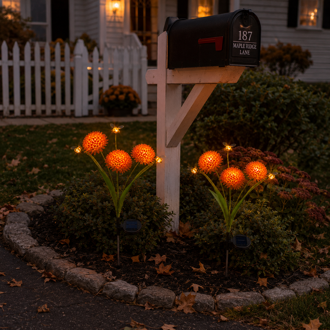 Solar Orange Mum Garden Lights