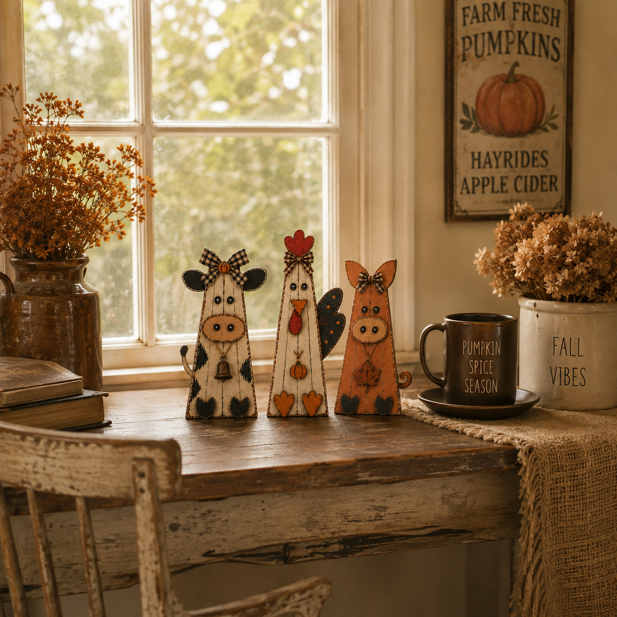 Rustic Fall Farm Animal Tabletop Decor 