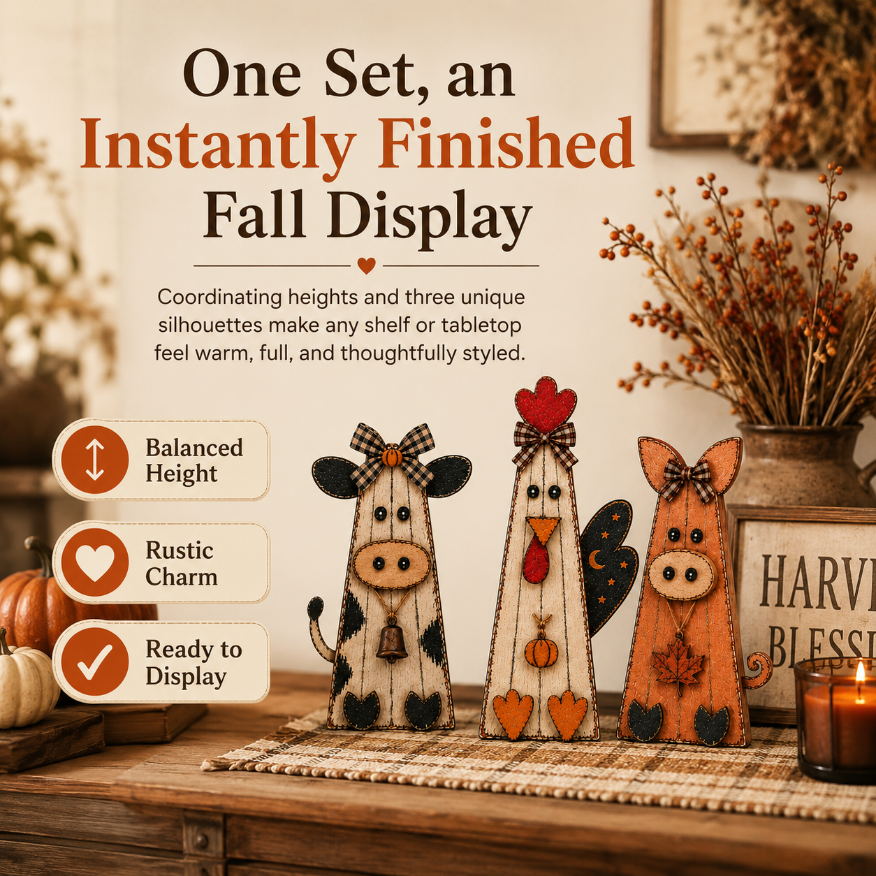 Rustic Fall Farm Animal Tabletop Decor 