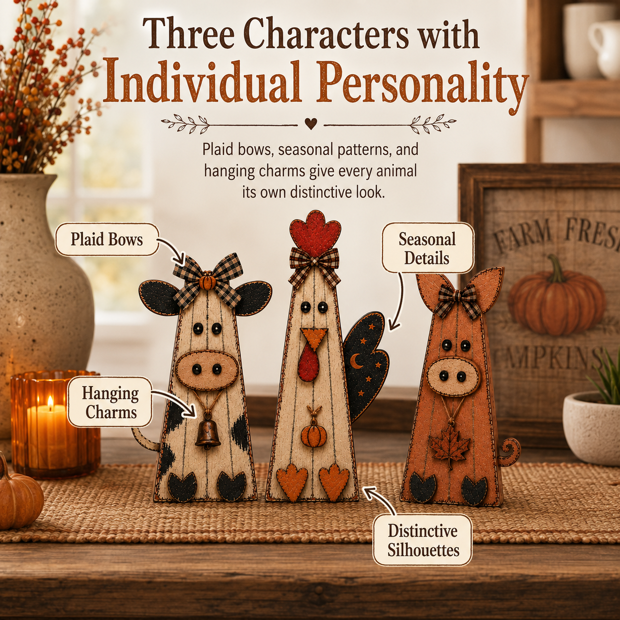 Rustic Fall Farm Animal Tabletop Decor 