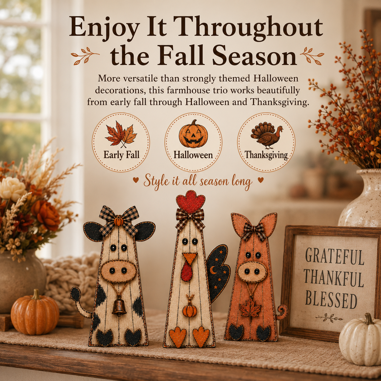 Rustic Fall Farm Animal Tabletop Decor 