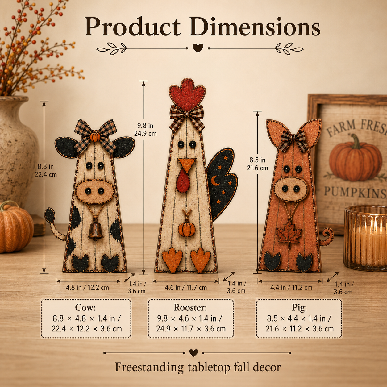 Rustic Fall Farm Animal Tabletop Decor 