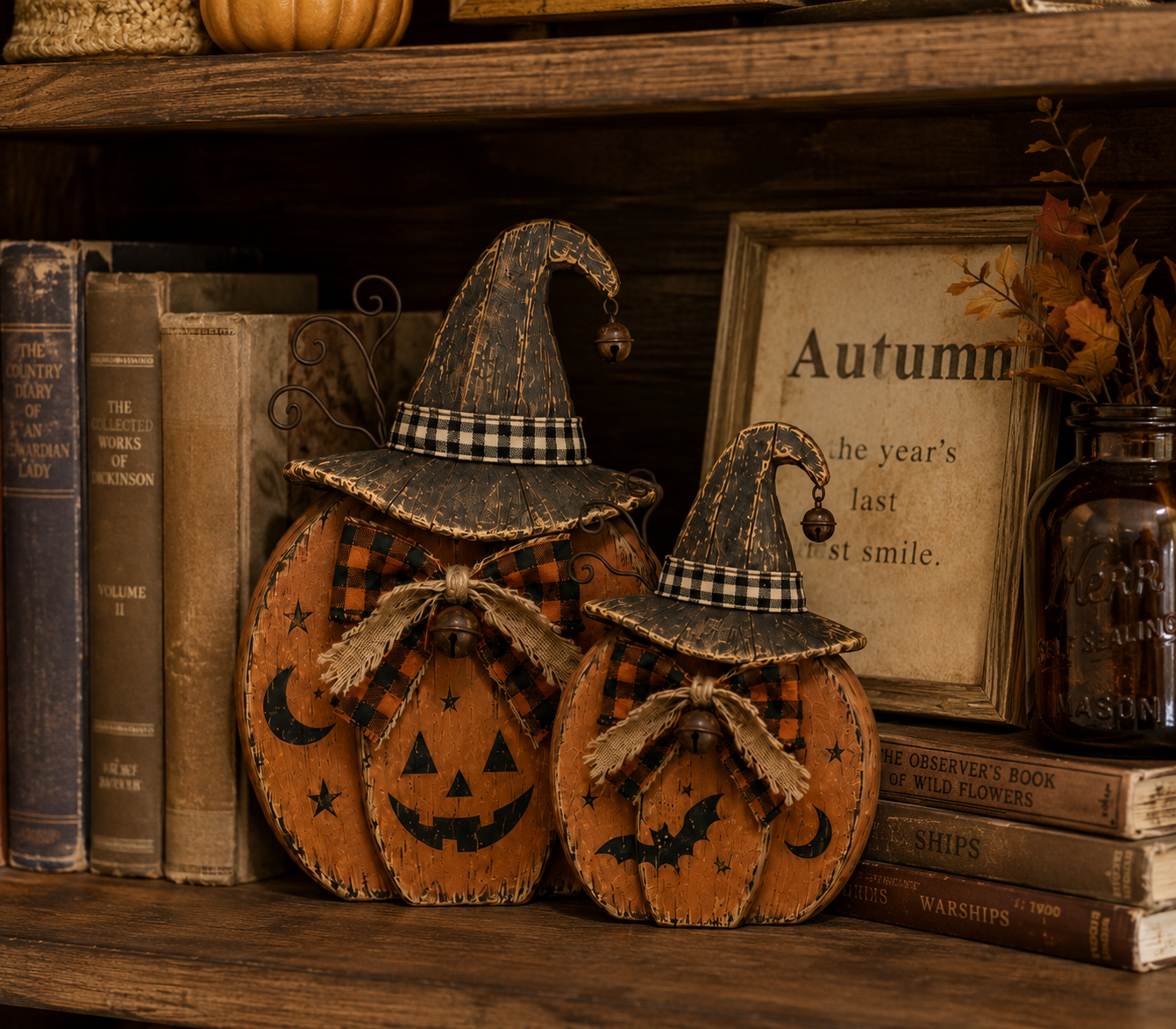 Vintage Witch Pumpkin Halloween Decor 