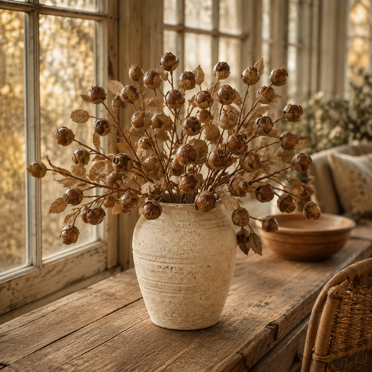 Vintage Faux Thistle Berry Stem