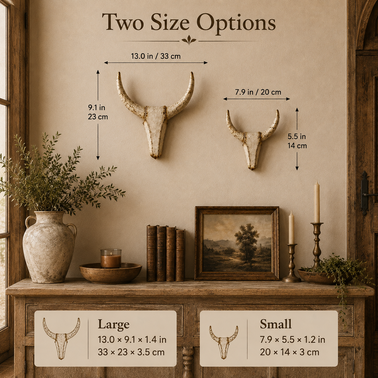 Vintage Distressed Longhorn Wall Sculptures