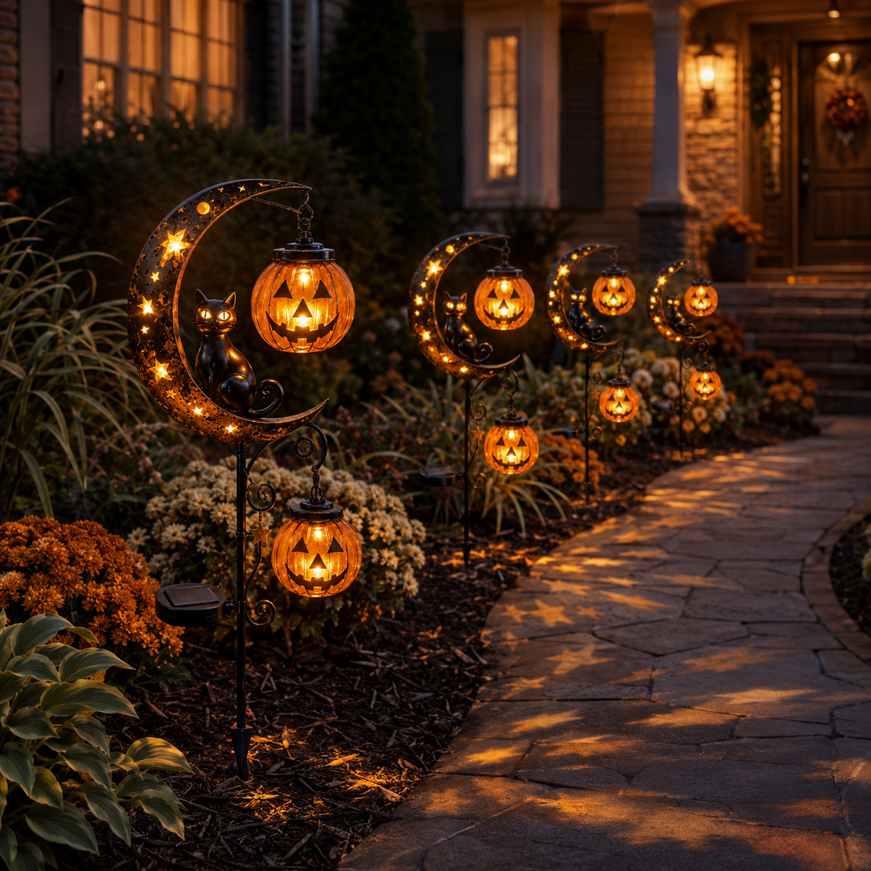 Solar Moon Cat & Pumpkin Light