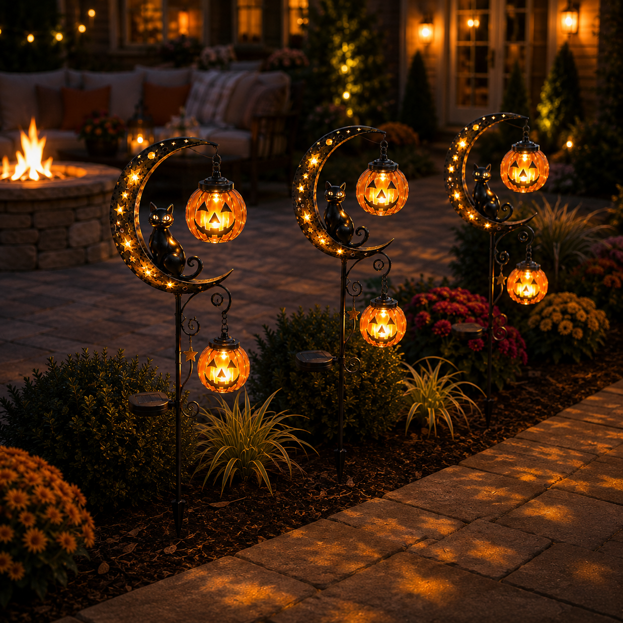 Solar Moon Cat & Pumpkin Light